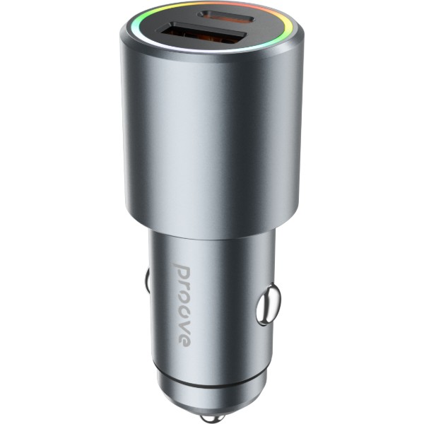 Фото - Автомобильное зарядное устройство Proove Double Energy Plus 53W (USB + Type-C) Metal Gray